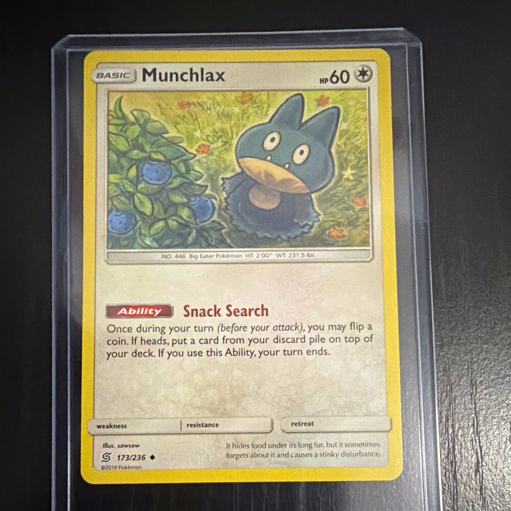 The Pokémon Company Munchlax 173/236 Unified Minds Uncommon Regular 2019 Eng